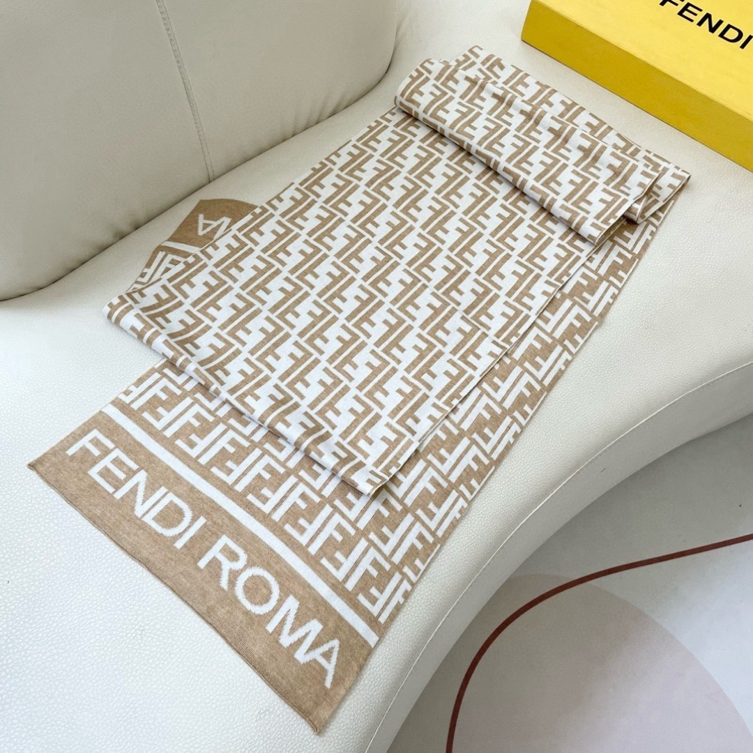 Fendi 펜디 로마 FF 로고 울 머플러 6