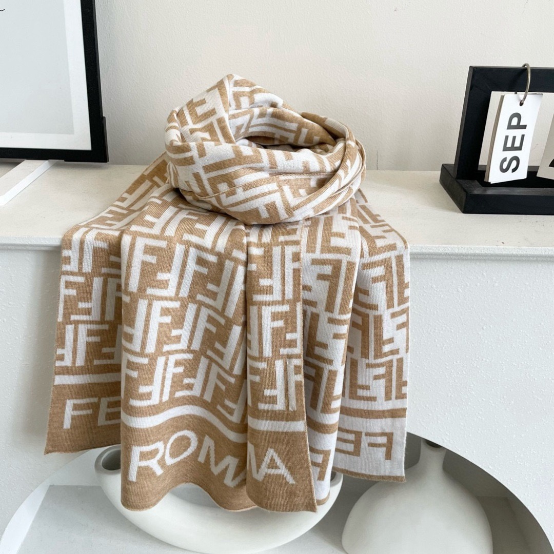 Fendi 펜디 로마 FF 로고 울 머플러 7