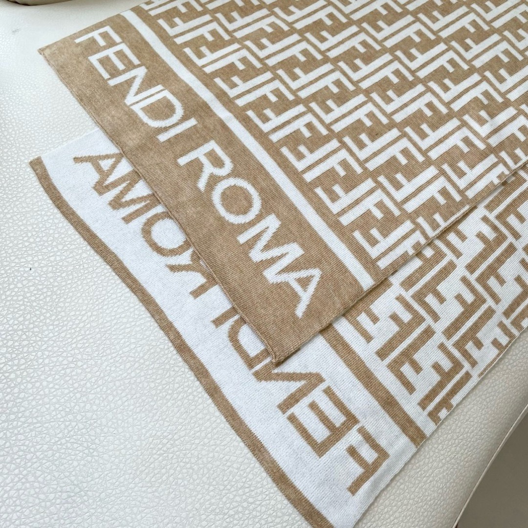 Fendi 펜디 로마 FF 로고 울 머플러 8