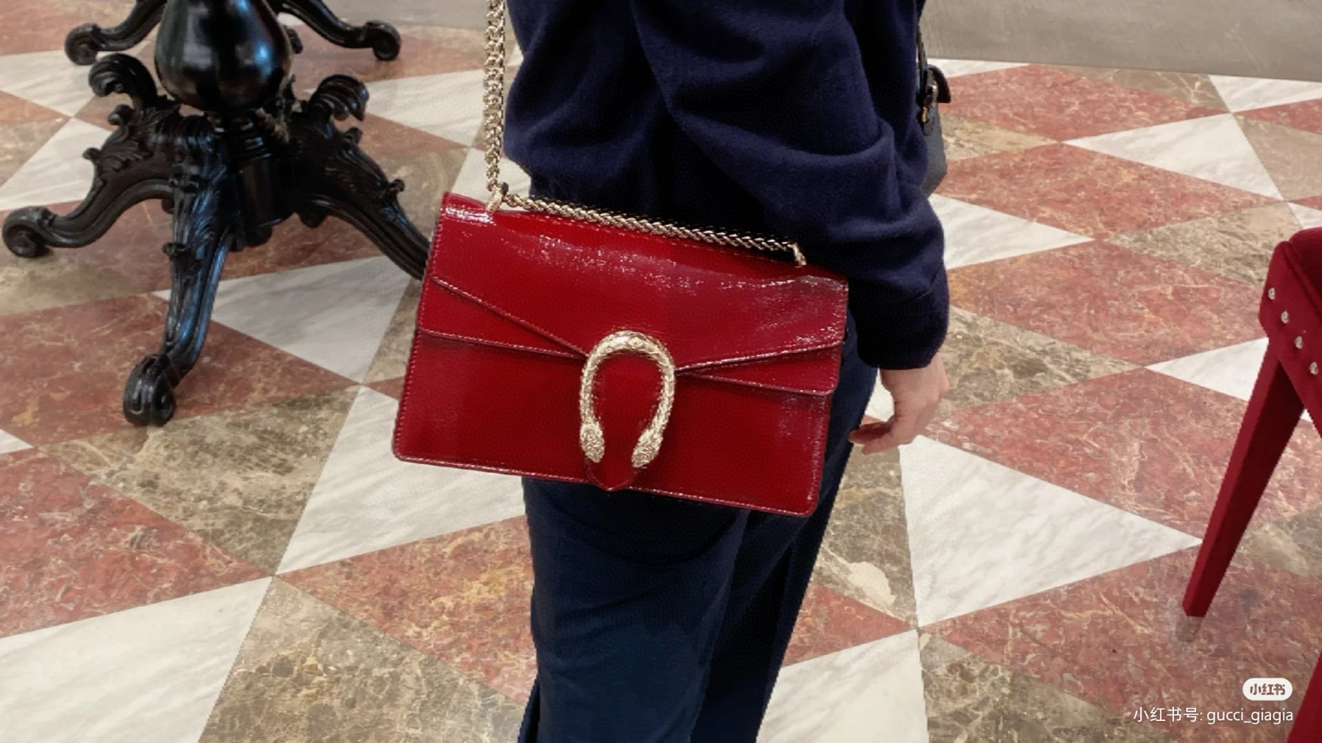 Gucci 구찌 Dionysus 디오니서스 버건디 래커드 레더 체인 숄더백 8