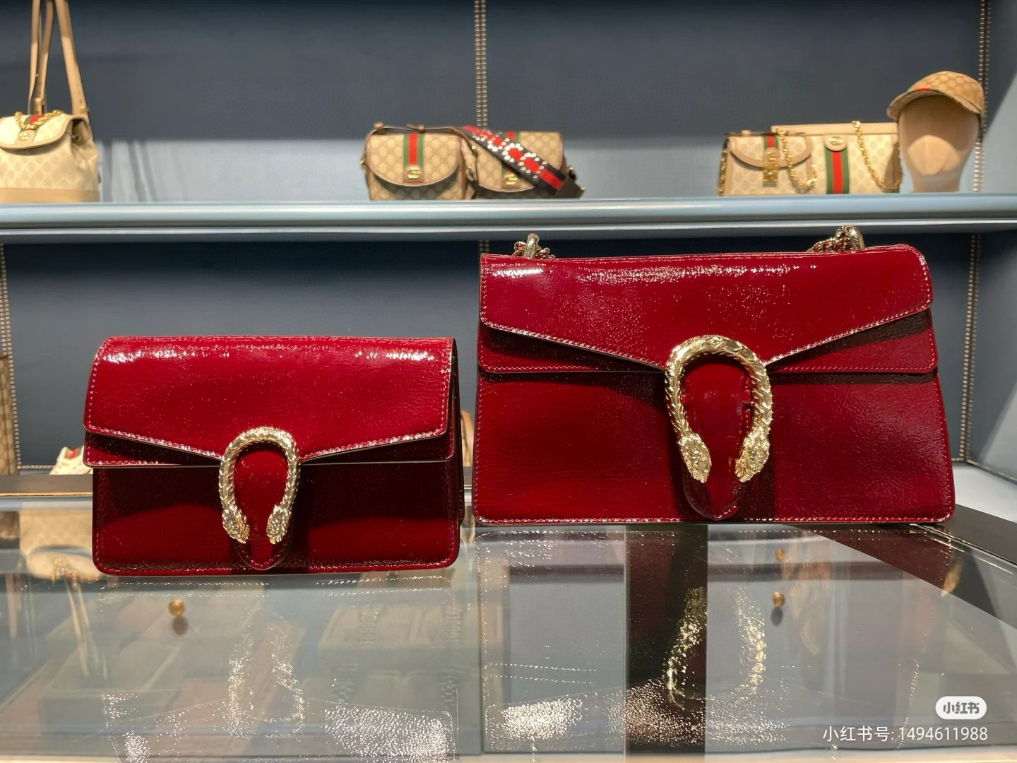 Gucci 구찌 Dionysus 디오니서스 버건디 래커드 레더 체인 숄더백 9