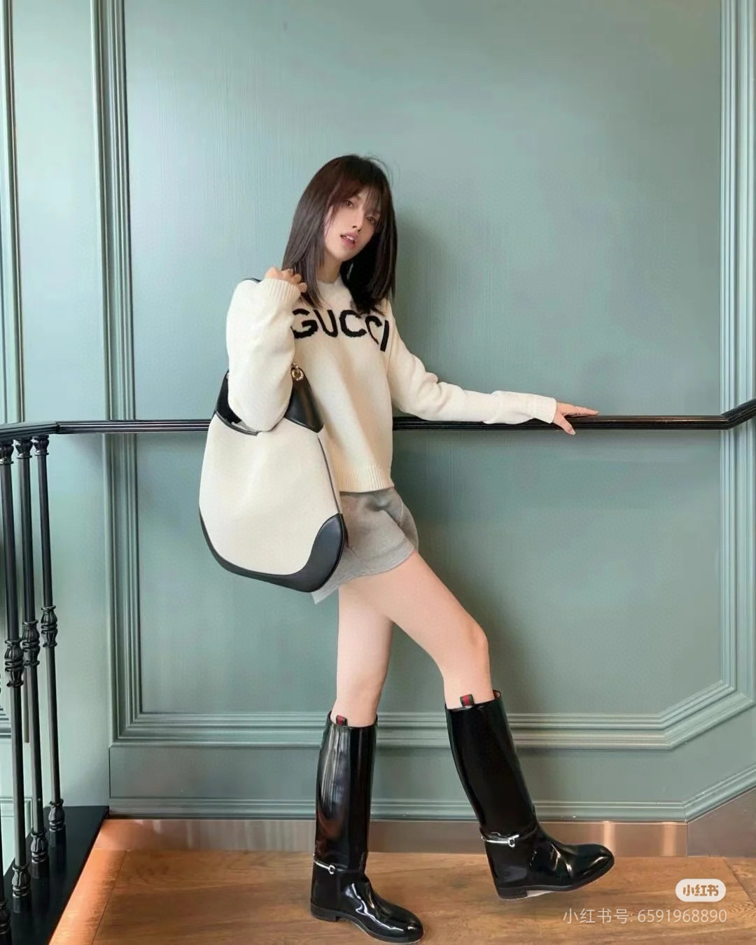 Gucci 구찌 Body 보디 대형 숄더백 캔버스 블랙 레더 3