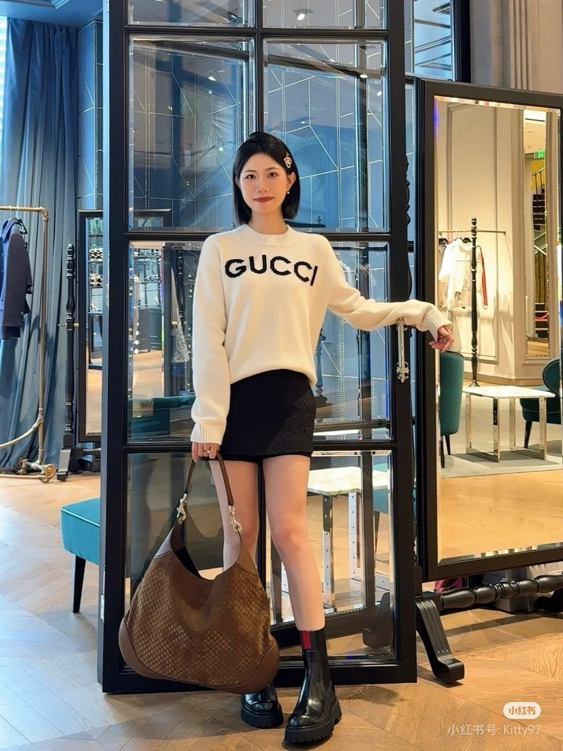 Gucci 구찌 Body 더블락 라지 숄더백 11