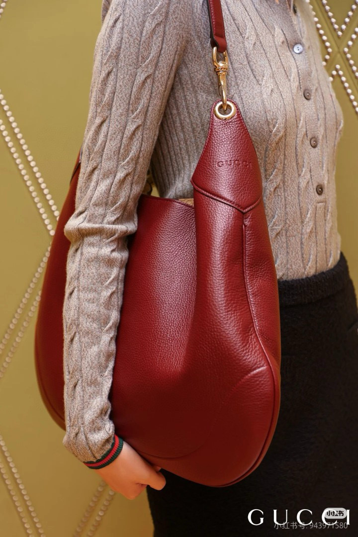 Gucci 구찌 Body 더블 락 라지 와인 레더 숄더백 3