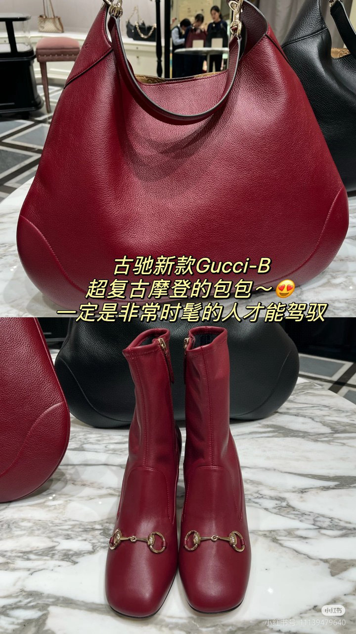 Gucci 구찌 Body 더블 락 라지 와인 레더 숄더백 4