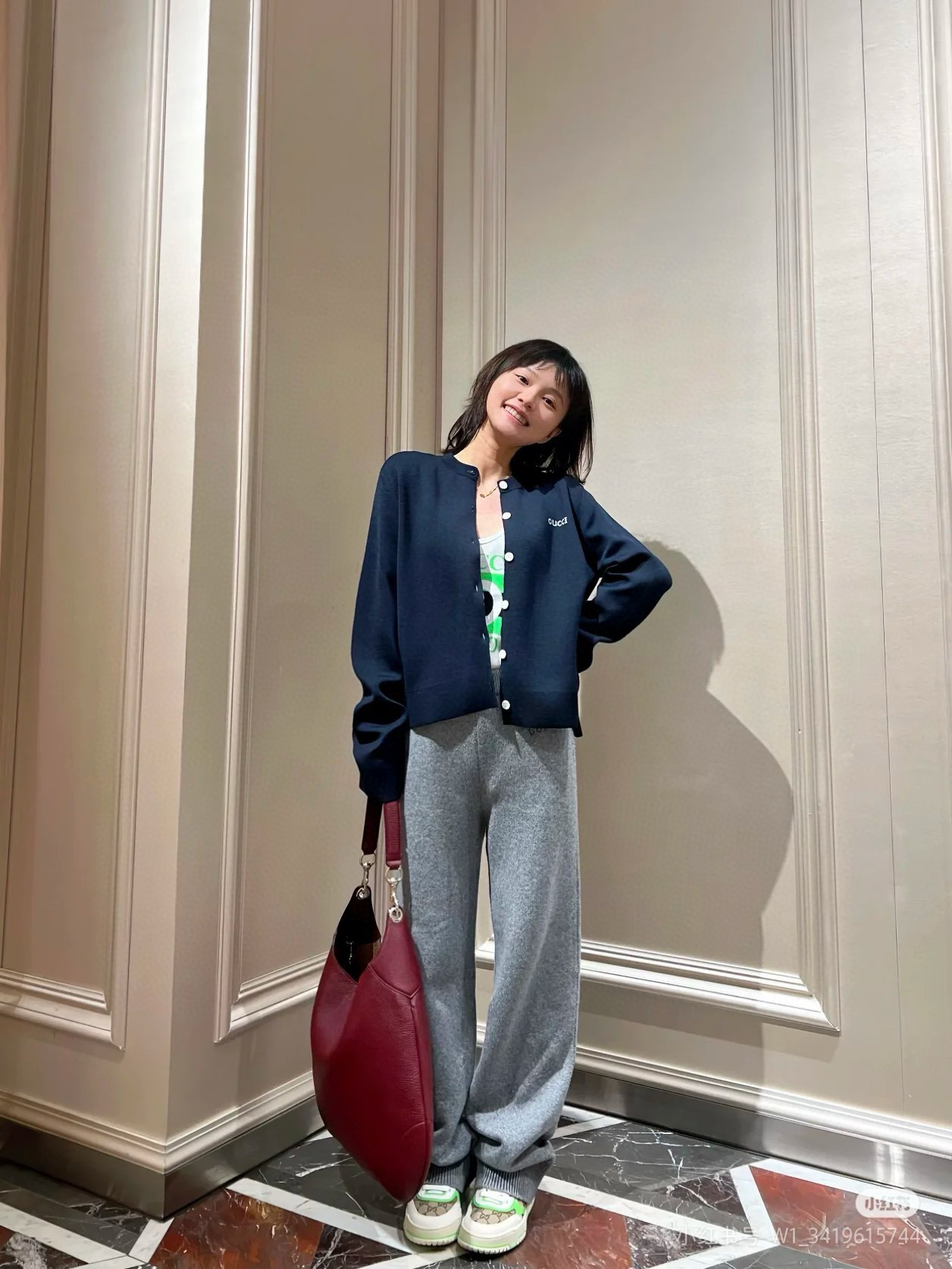 Gucci 구찌 Body 더블 락 라지 와인 레더 숄더백 9