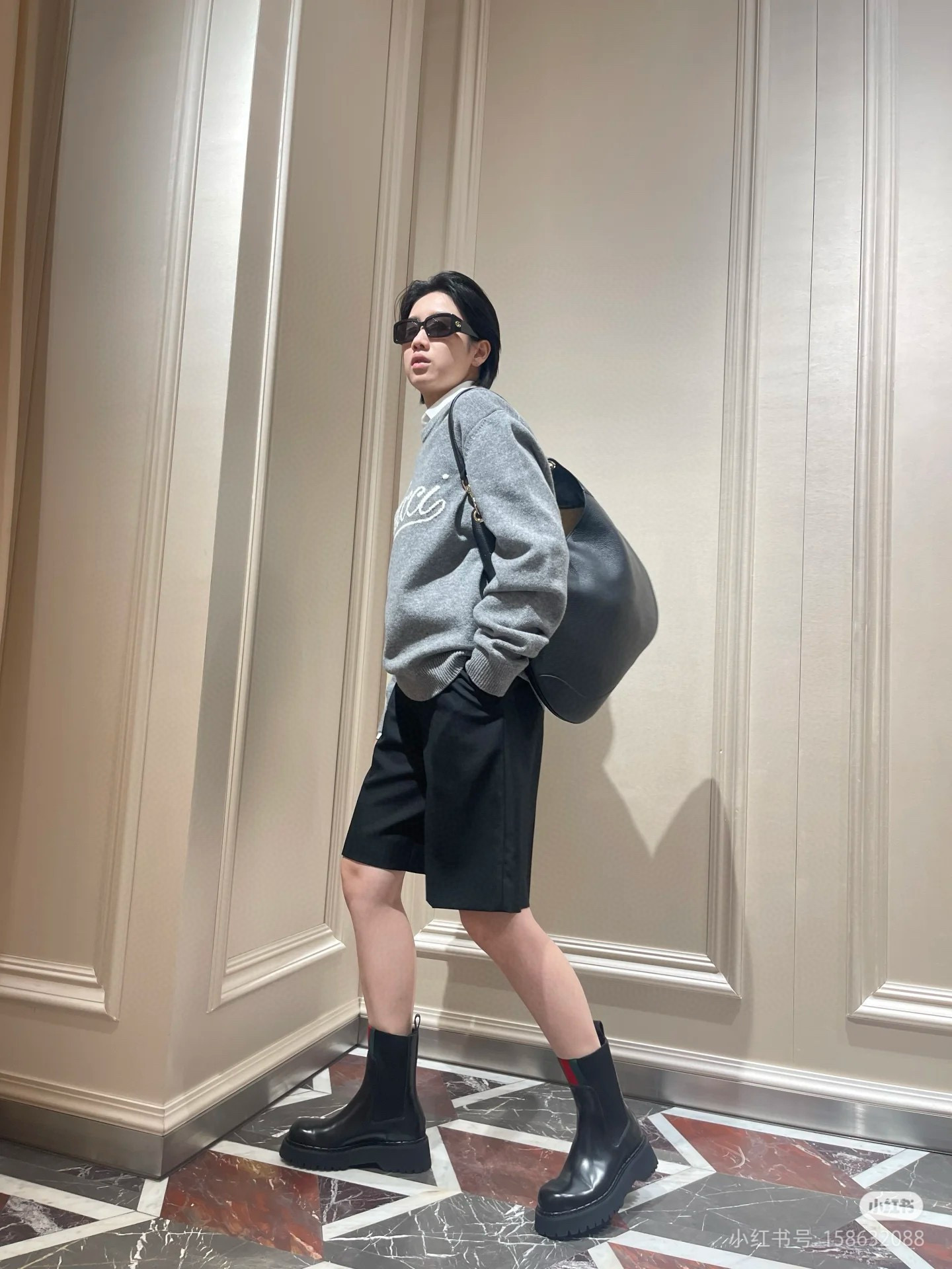 Gucci 구찌 Body 더블 락 라지 숄더백 와인레드 5