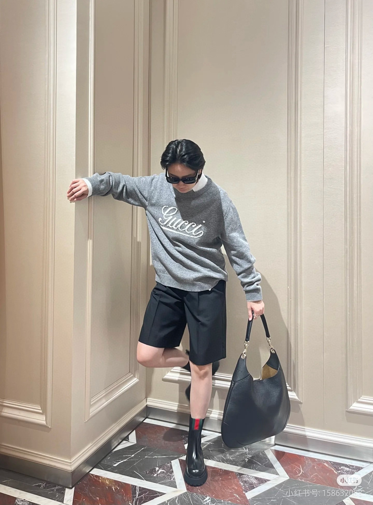 Gucci 구찌 Body 더블 락 라지 숄더백 와인레드 6