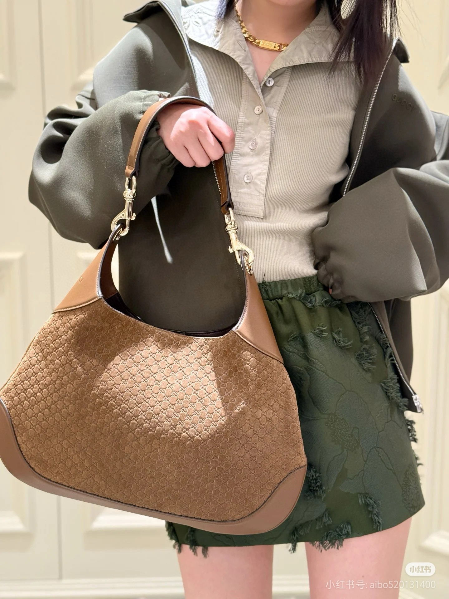 Gucci 구찌 Body GG 자카드 브라운 대형 숄더백 2