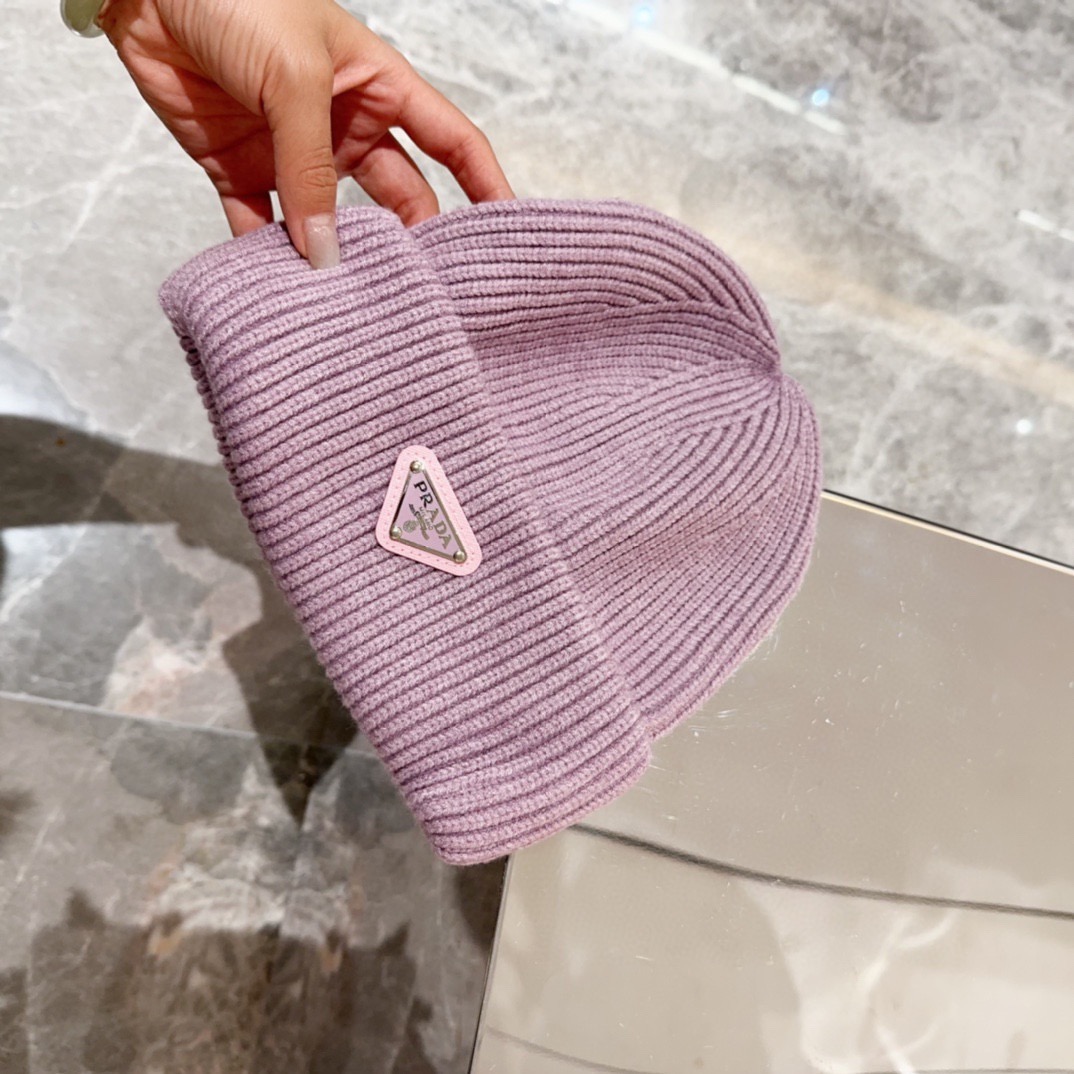 PRADA 프라다 화이트 양모 니트 비니 3