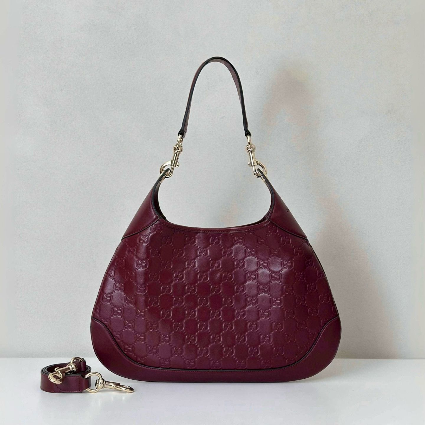 Gucci 구찌 Body 더블 락 라지 숄더백 블랙 GG 엠보스드 레더 14