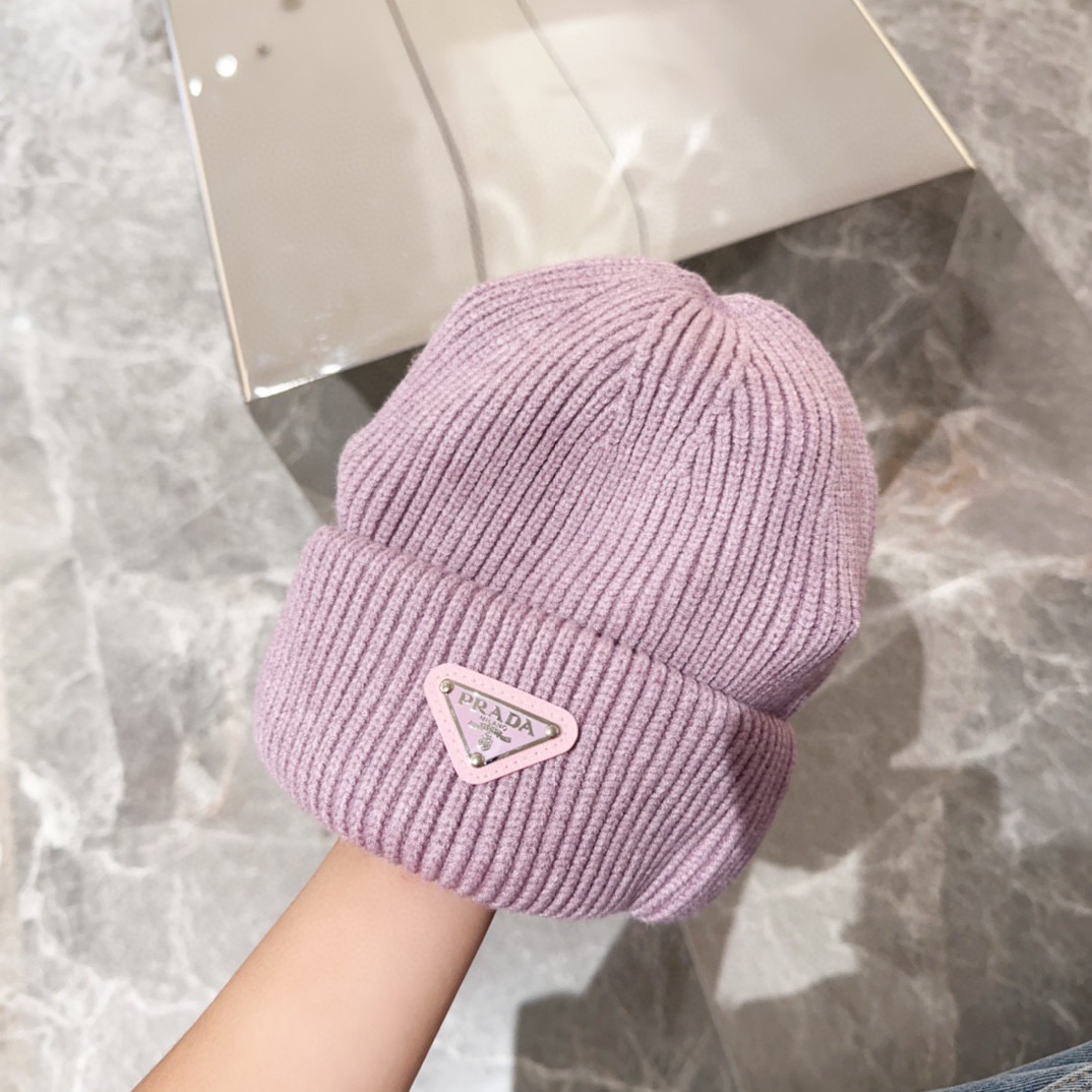 PRADA 프라다 화이트 양모 니트 비니 8