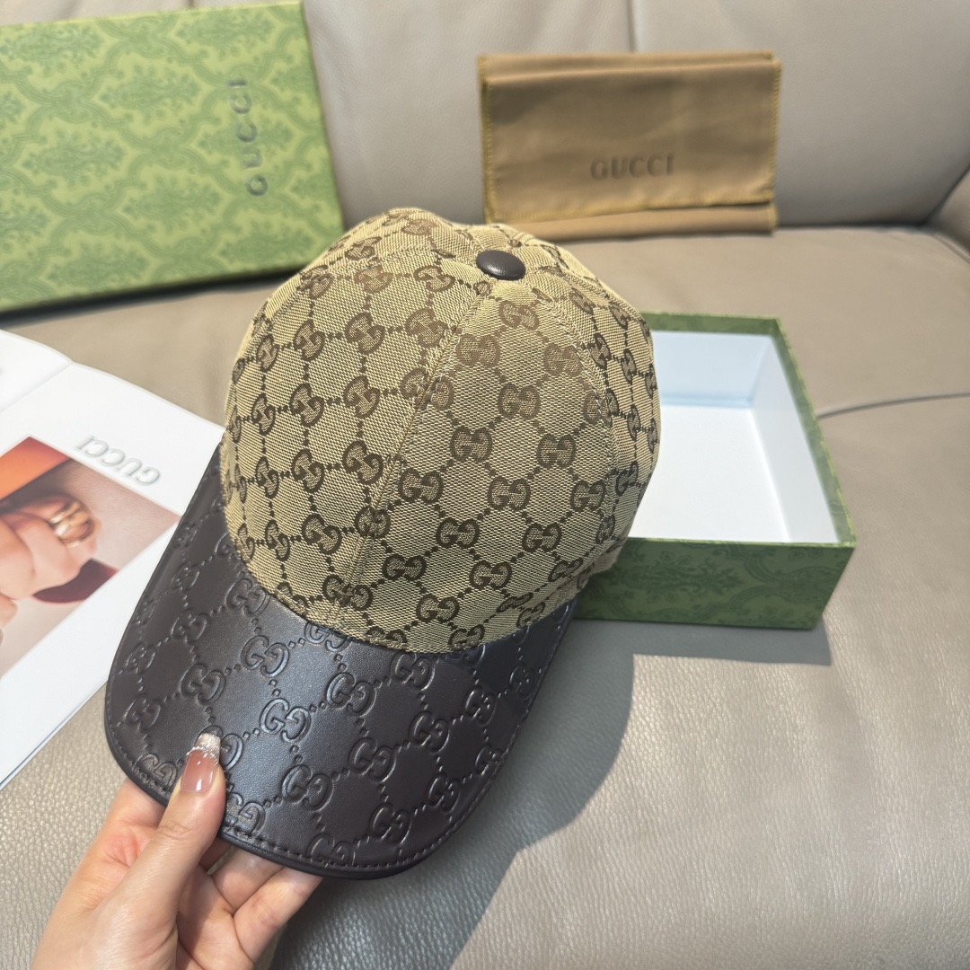 Gucci 구찌 GG 로고 가죽 배색 볼캡 5