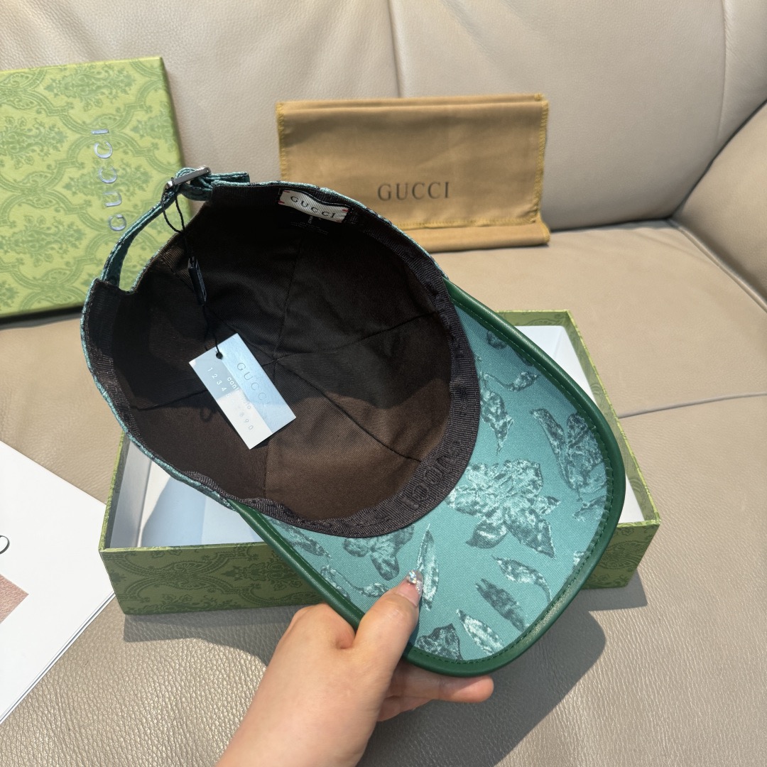 Gucci 구찌 그린 GG 모노그램 버드 프린트 볼캡 7