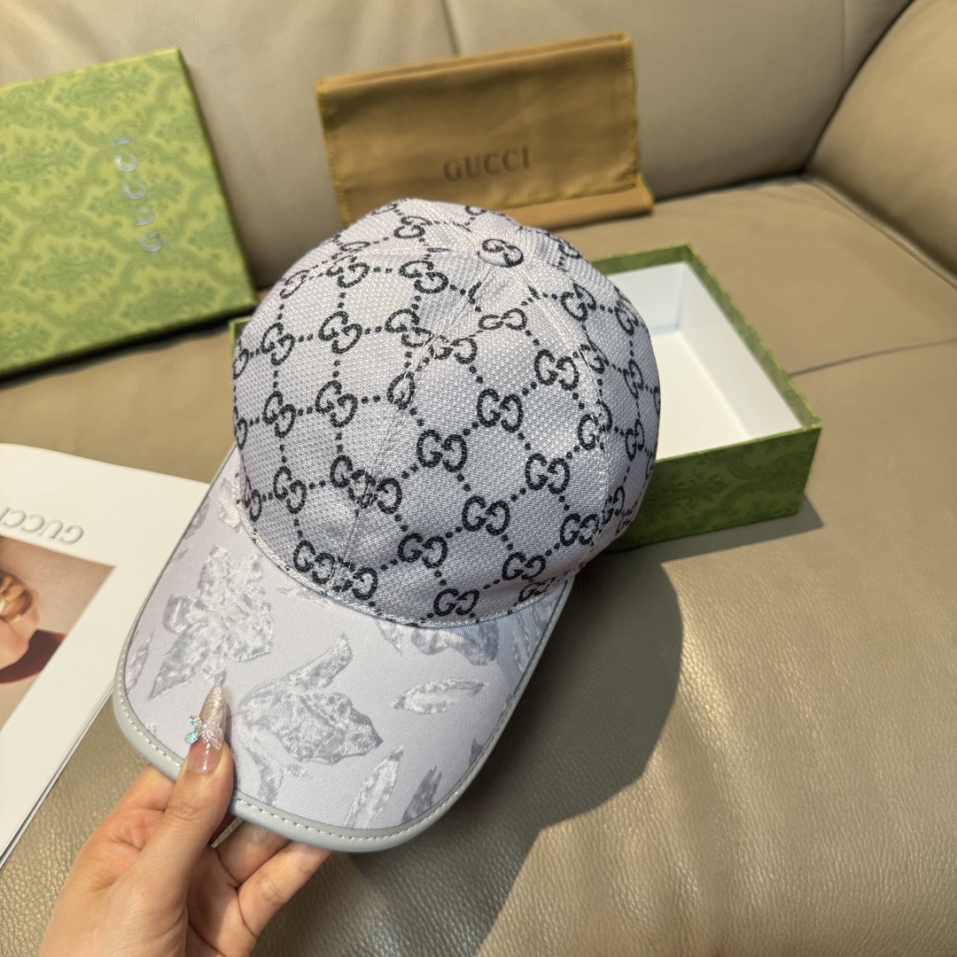 Gucci 구찌 그린 GG 모노그램 버드 프린트 볼캡 4