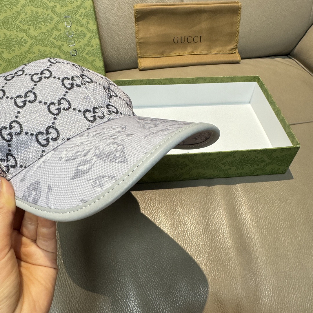 Gucci 구찌 그린 GG 모노그램 버드 프린트 볼캡 6
