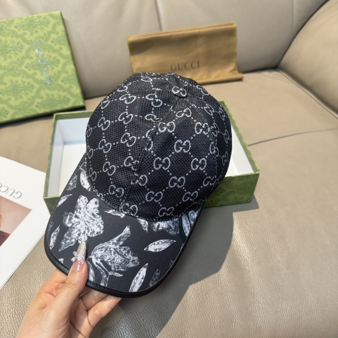Gucci 구찌 그린 GG 모노그램 버드 프린트 볼캡 4