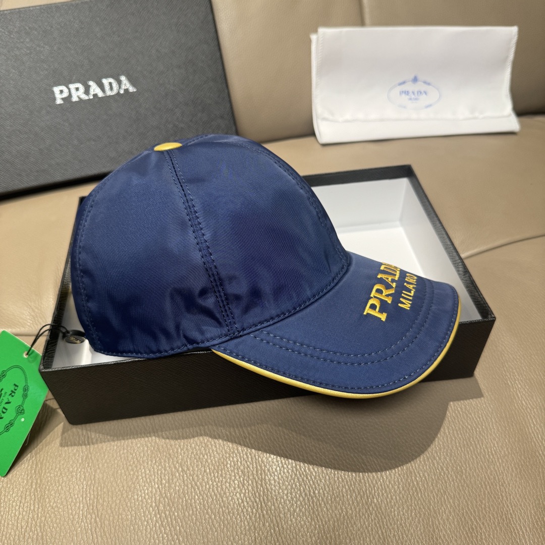 Prada 프라다 로고 자수 베이스볼 캡 4