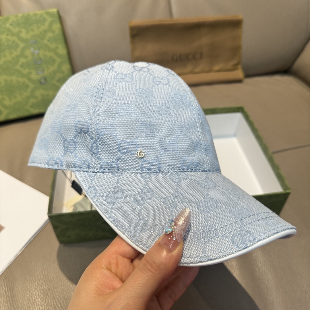 Gucci 구찌 GG 로고 라이트 블루 볼캡 3