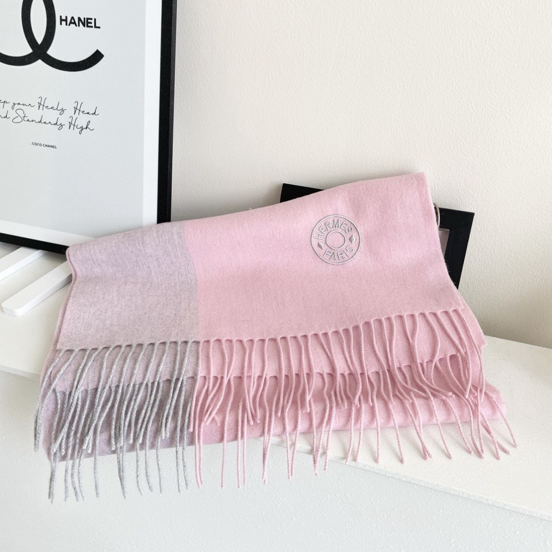 Hermes 에르메스 2025 남녀공용 로고 울 머플러 3