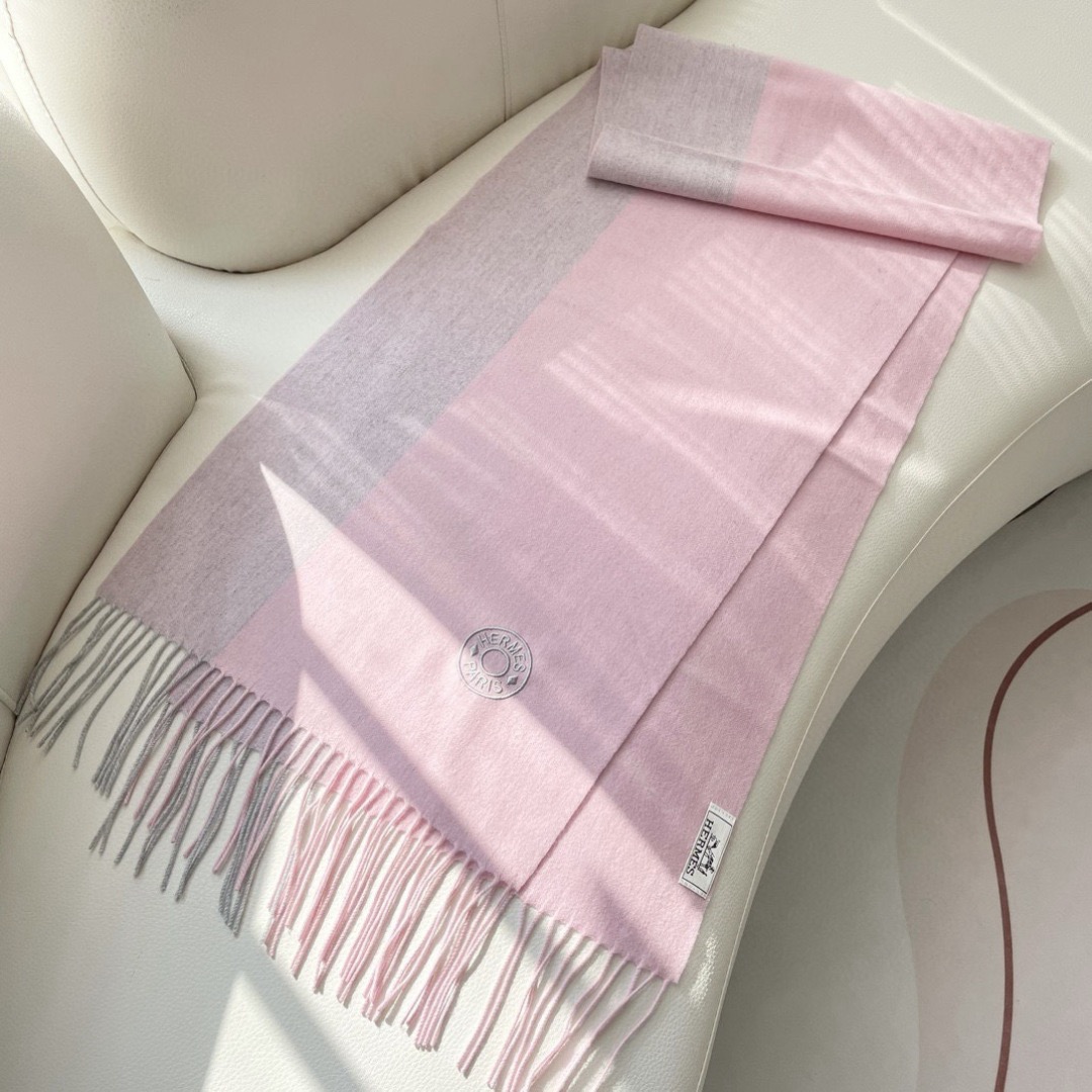 Hermes 에르메스 2025 남녀공용 로고 울 머플러 4