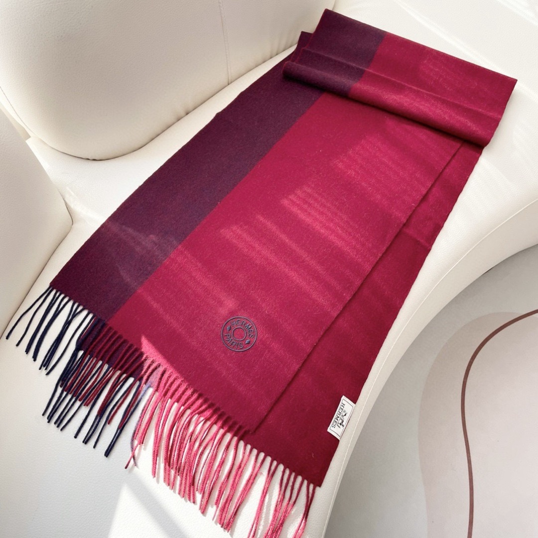 Hermes 에르메스 2025 남녀공용 로고 울 머플러 4