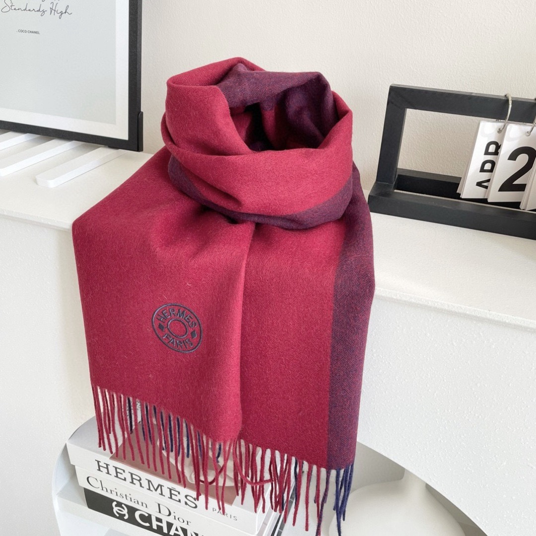 Hermes 에르메스 2025 남녀공용 로고 울 머플러 7