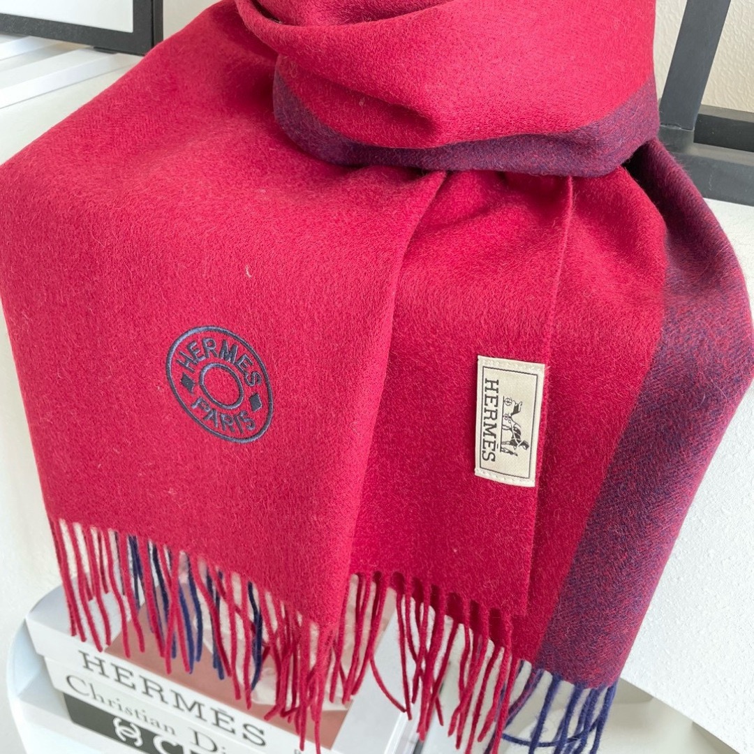 Hermes 에르메스 2025 남녀공용 로고 울 머플러 8