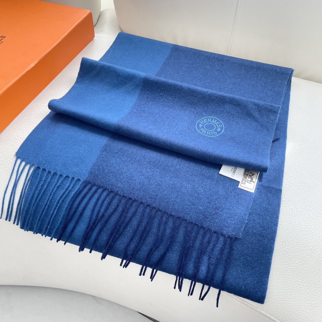 Hermes 에르메스 2025 남녀공용 로고 울 머플러 3