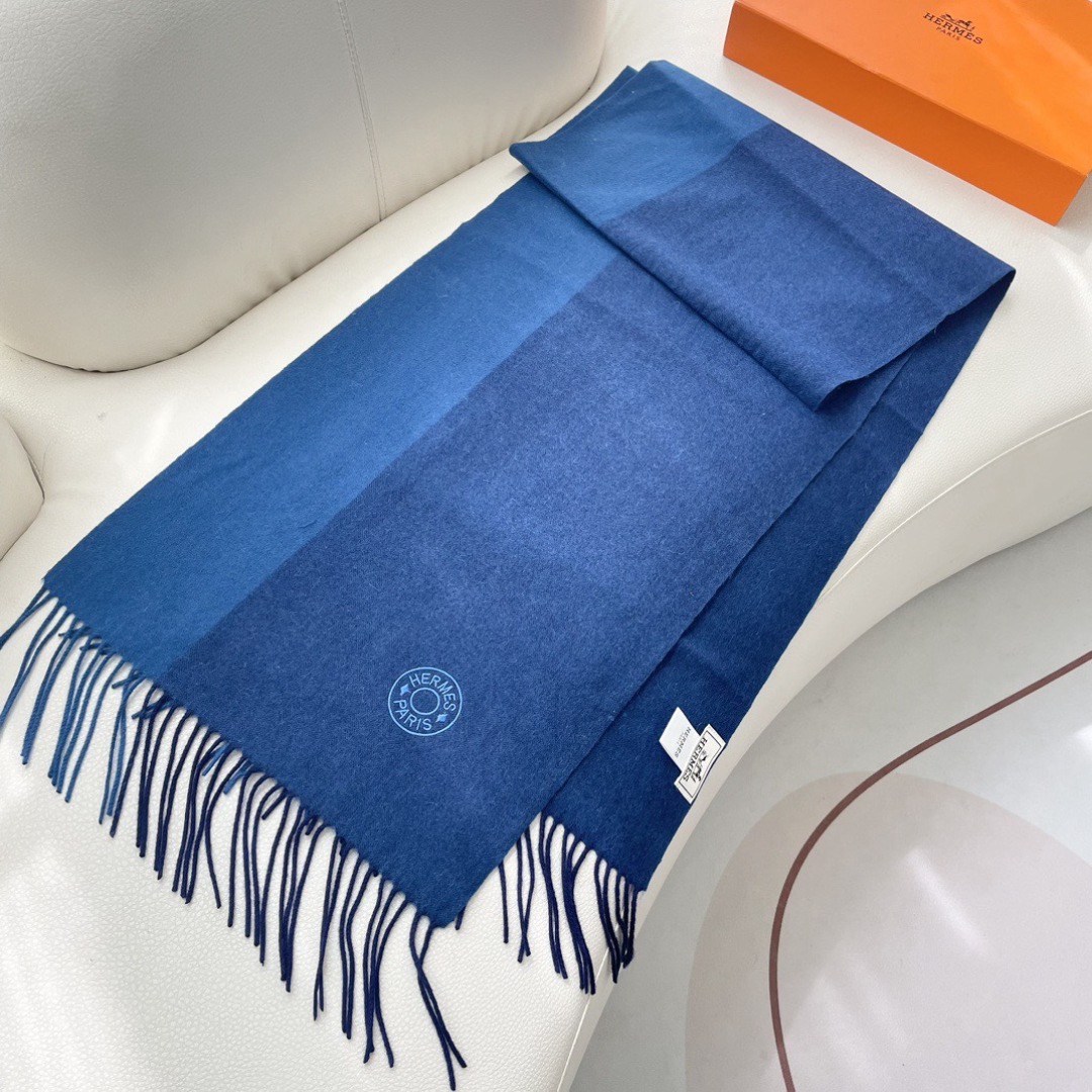 Hermes 에르메스 2025 남녀공용 로고 울 머플러 4