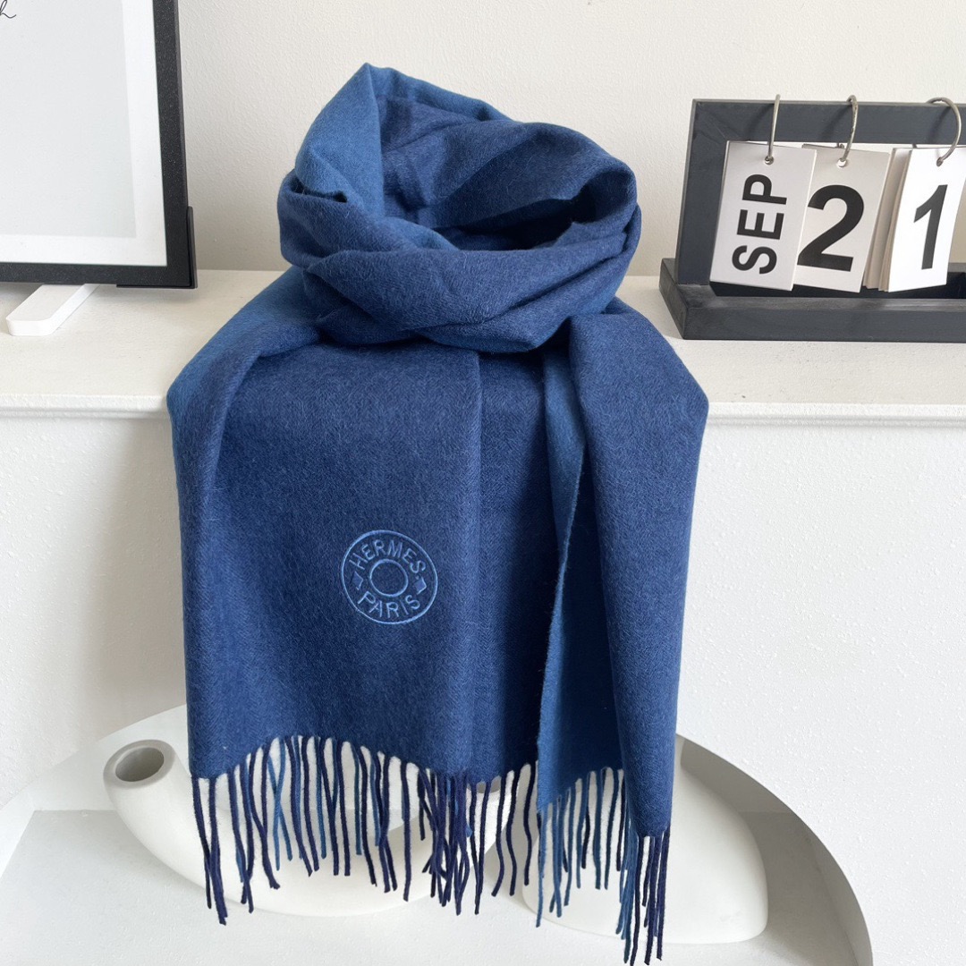 Hermes 에르메스 2025 남녀공용 로고 울 머플러 6