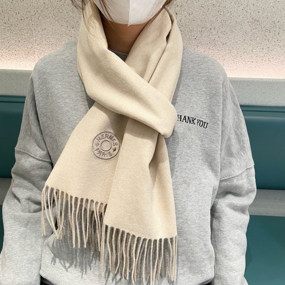 Hermes 에르메스 2025 남녀공용 로고 울 머플러 1