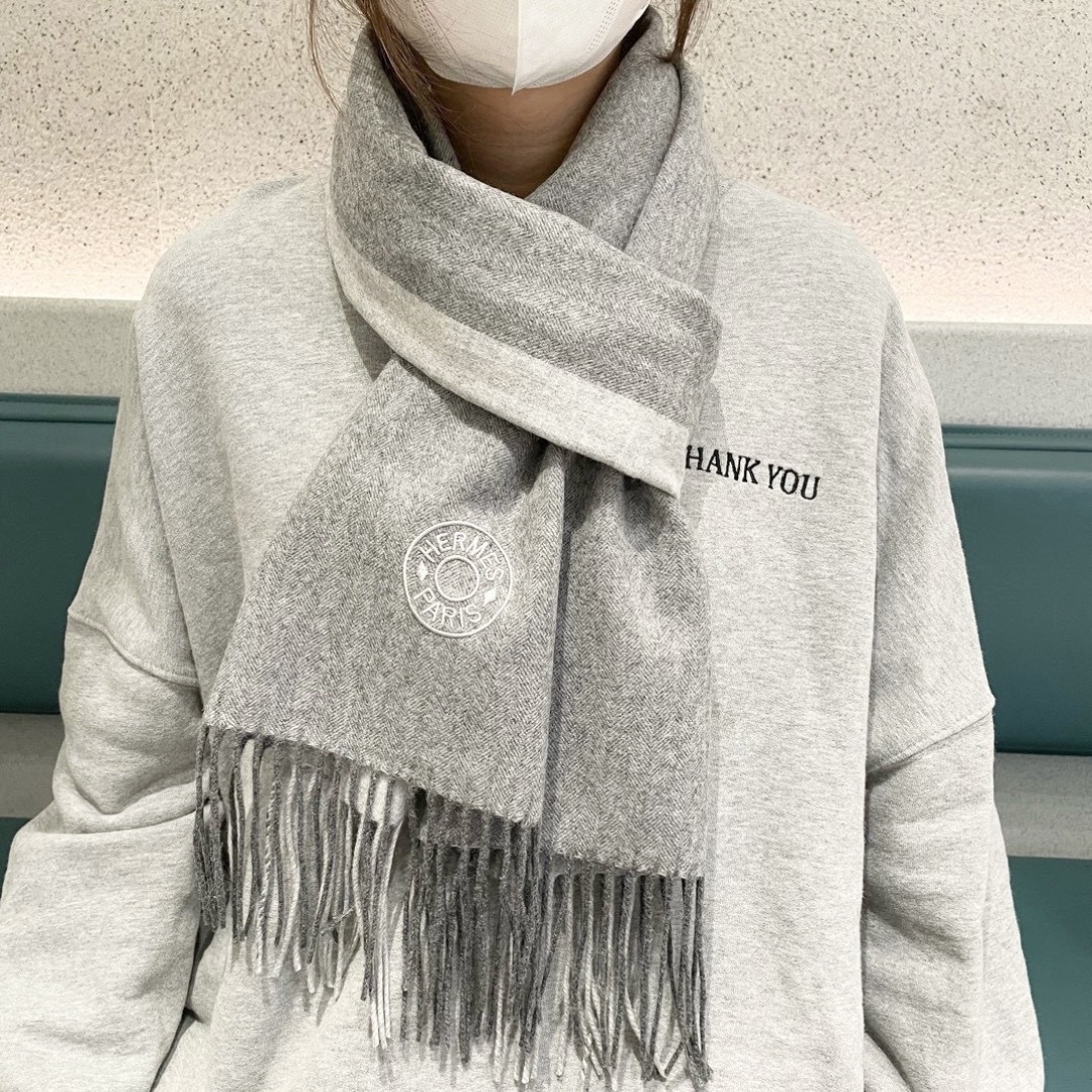 Hermes 에르메스 2025 남녀공용 로고 울 머플러 1