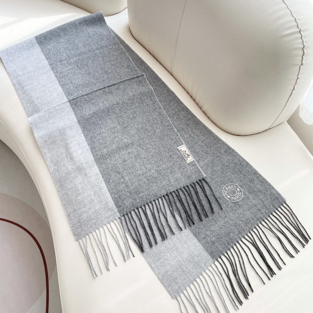 Hermes 에르메스 2025 남녀공용 로고 울 머플러 5