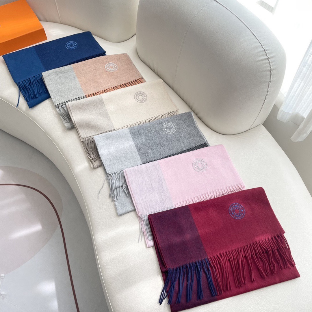 Hermes 에르메스 2025 남녀공용 로고 울 머플러 2