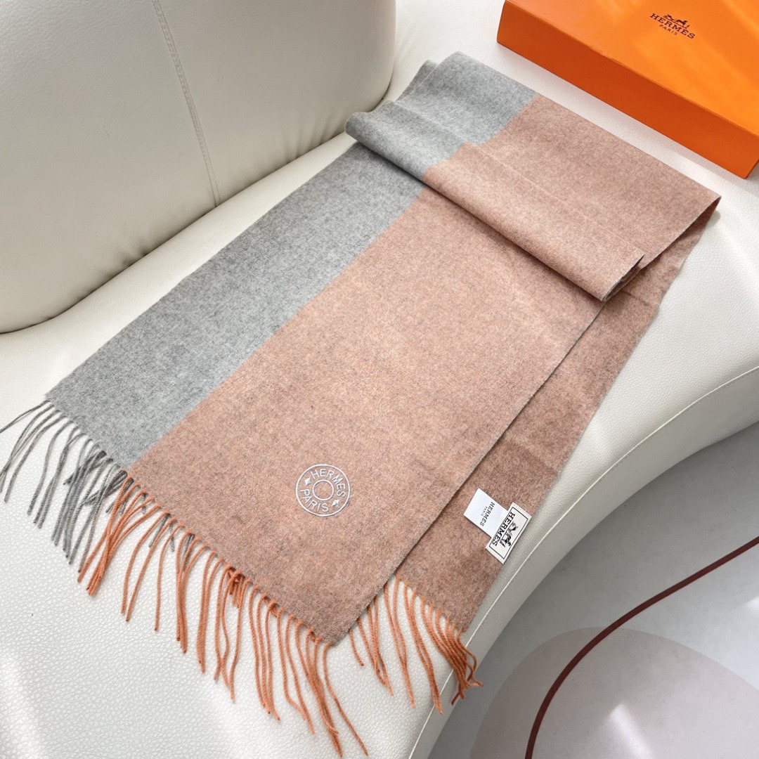 Hermes 에르메스 2025 남녀공용 로고 울 머플러 4