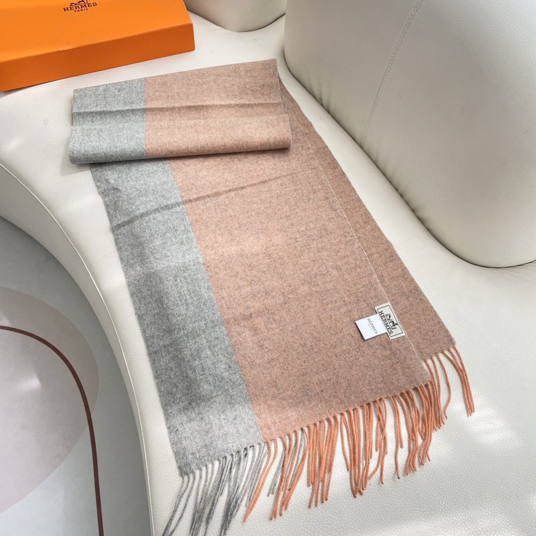 Hermes 에르메스 2025 남녀공용 로고 울 머플러 5