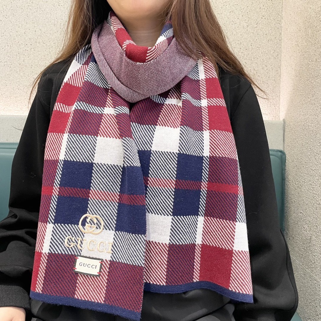 GUCCI 구찌 체크 울 머플러 2