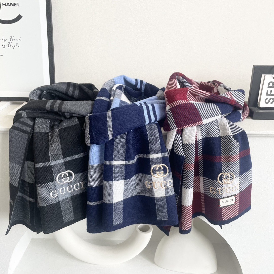 GUCCI 구찌 체크 울 머플러 4