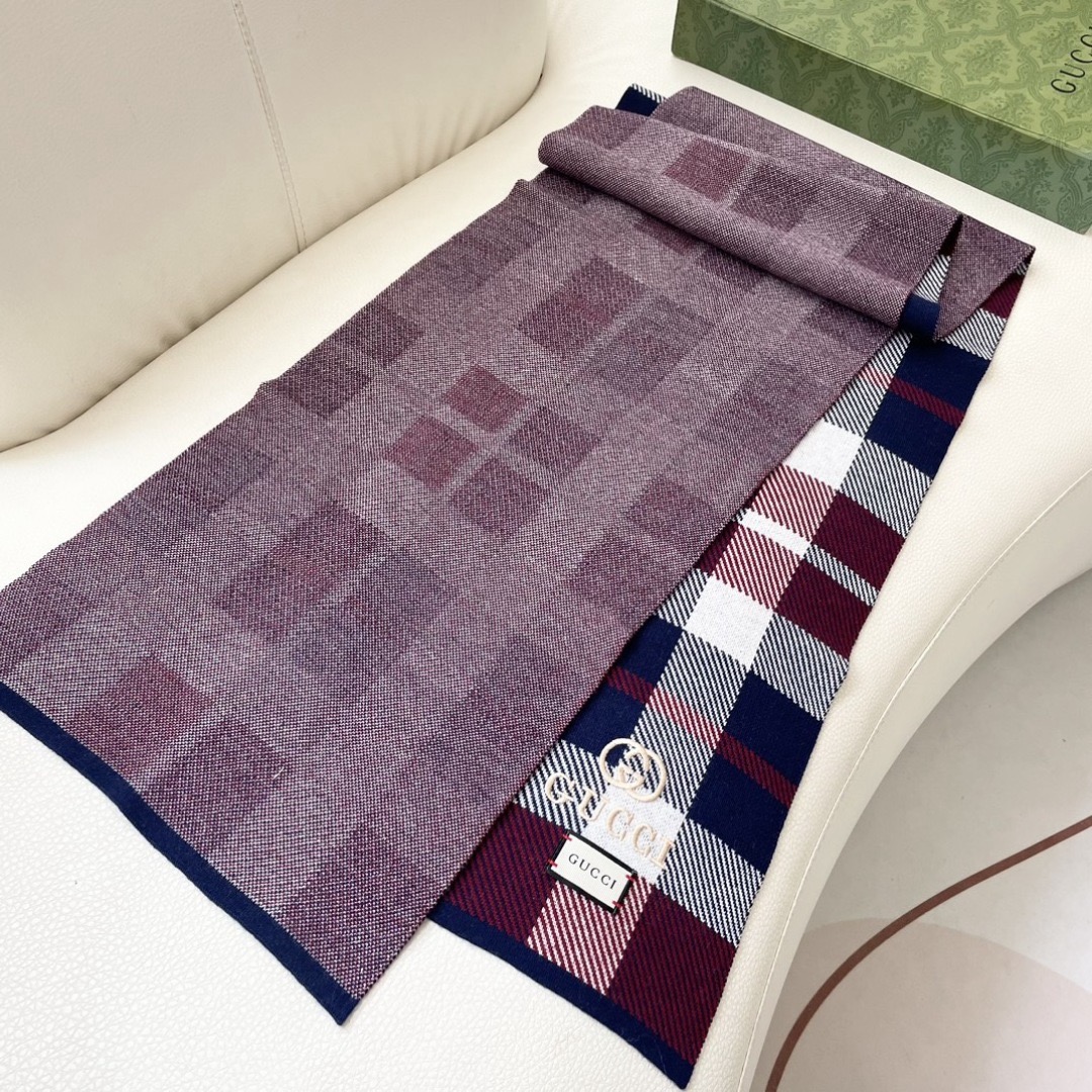 GUCCI 구찌 체크 울 머플러 8