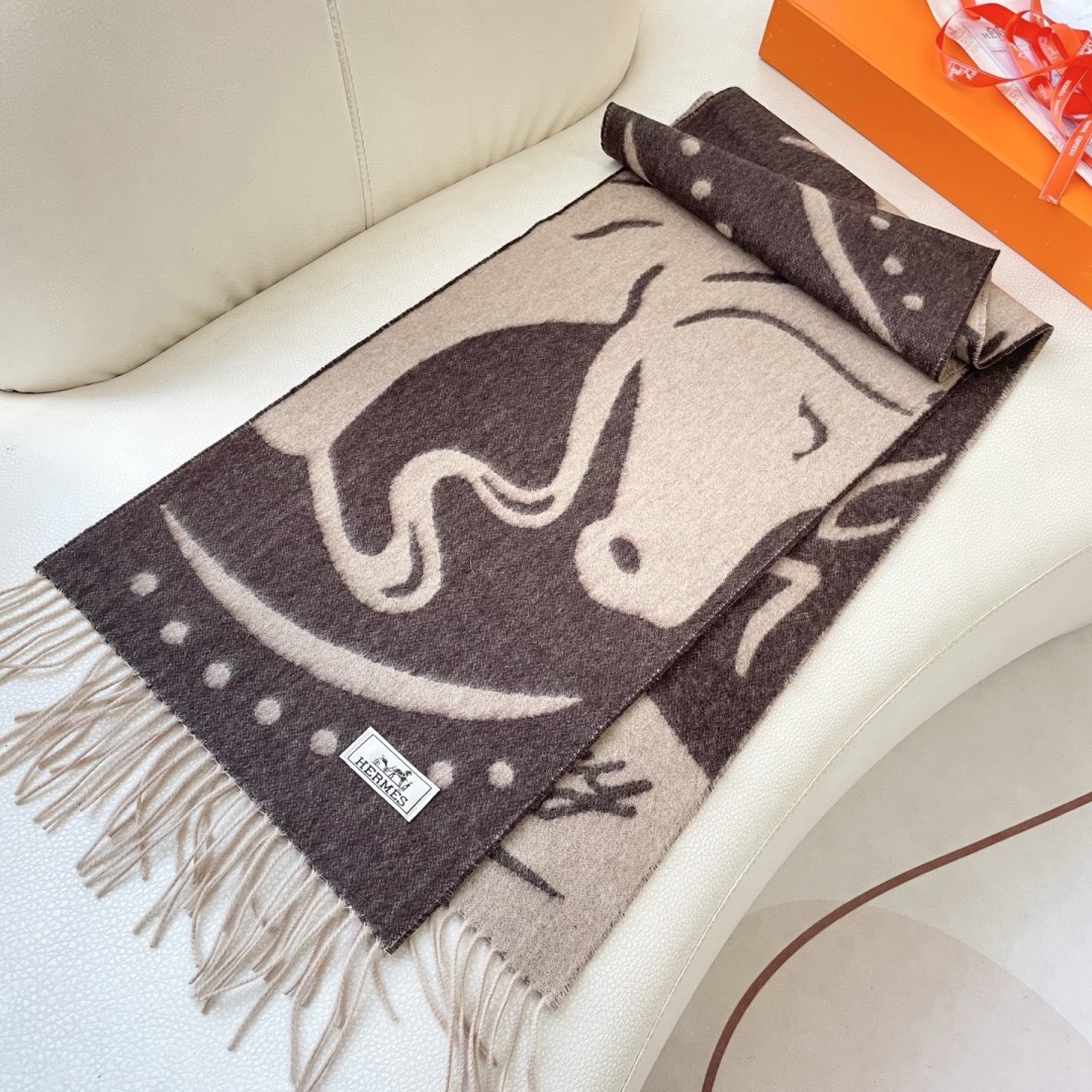 HERMES 에르메스 남녀 공용 양모 머플러 [품절] 8