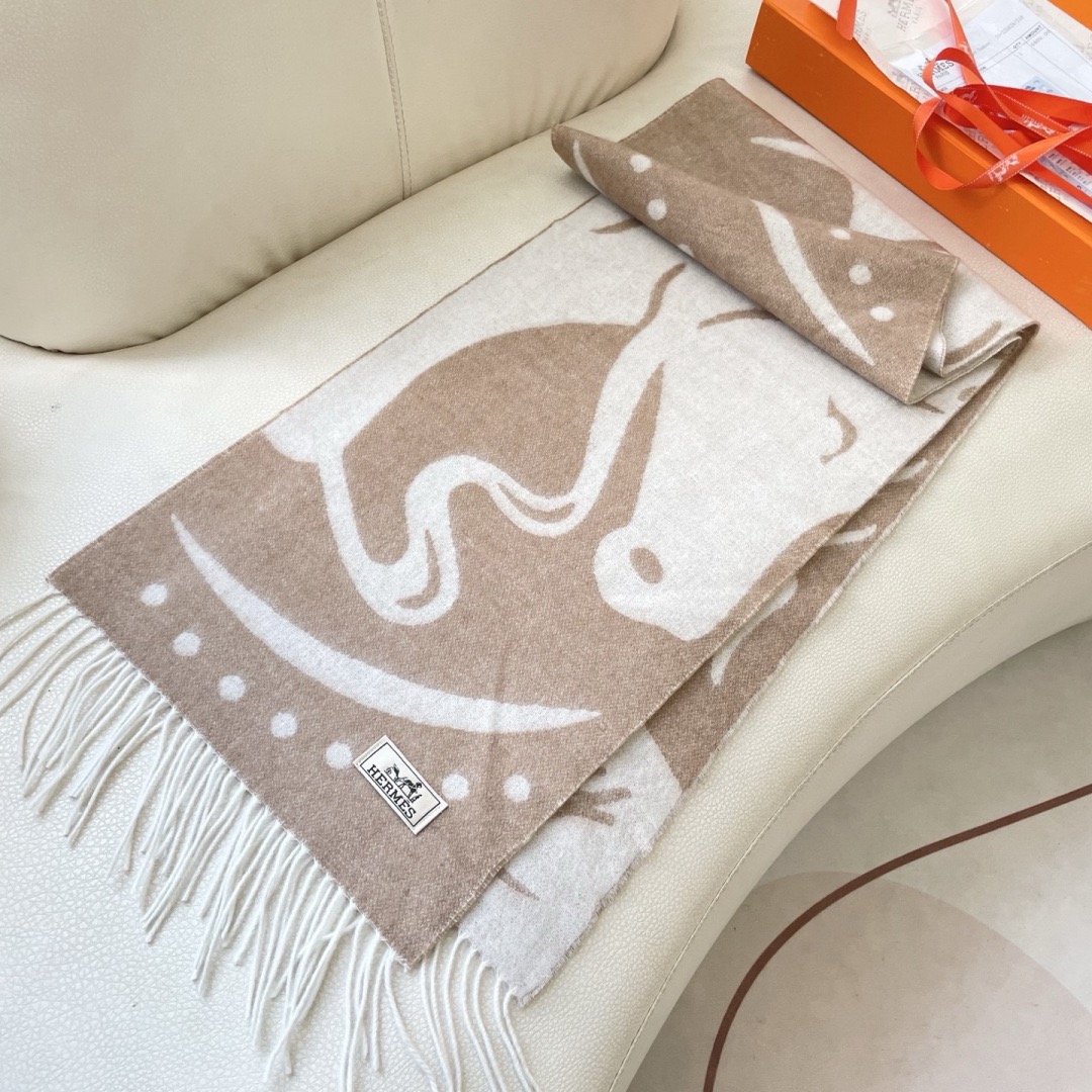HERMES 에르메스 남녀 공용 양모 머플러 [품절] 7
