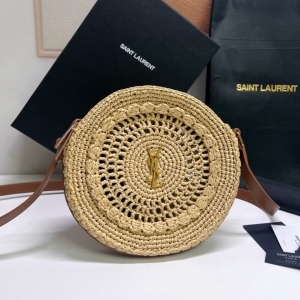Saint Laurent 생로랑 2023 삭 라운드 라피아 숄더백 21cm