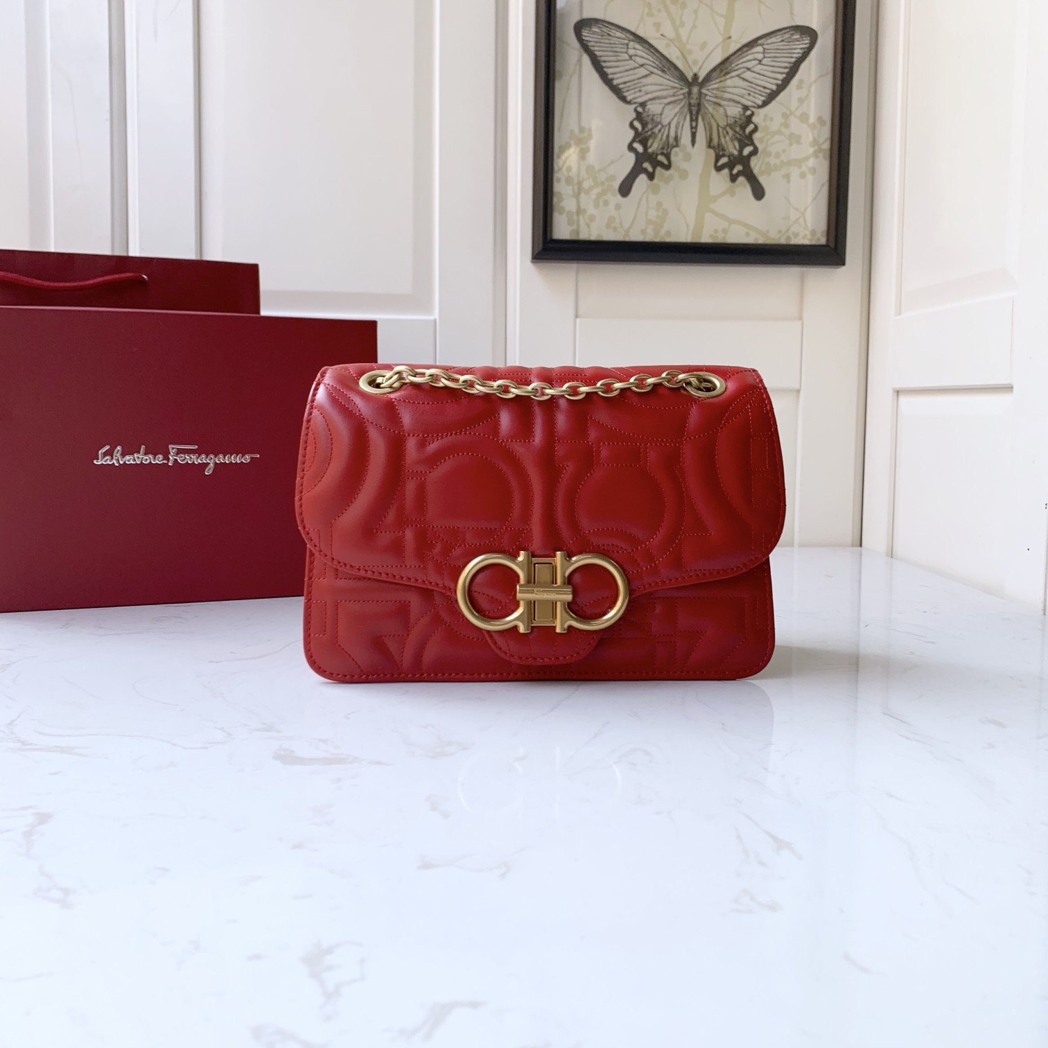 SALVATORE FERRAGAMO 페라가모 FW2023 Gancini 패턴 체인 숄더백 5