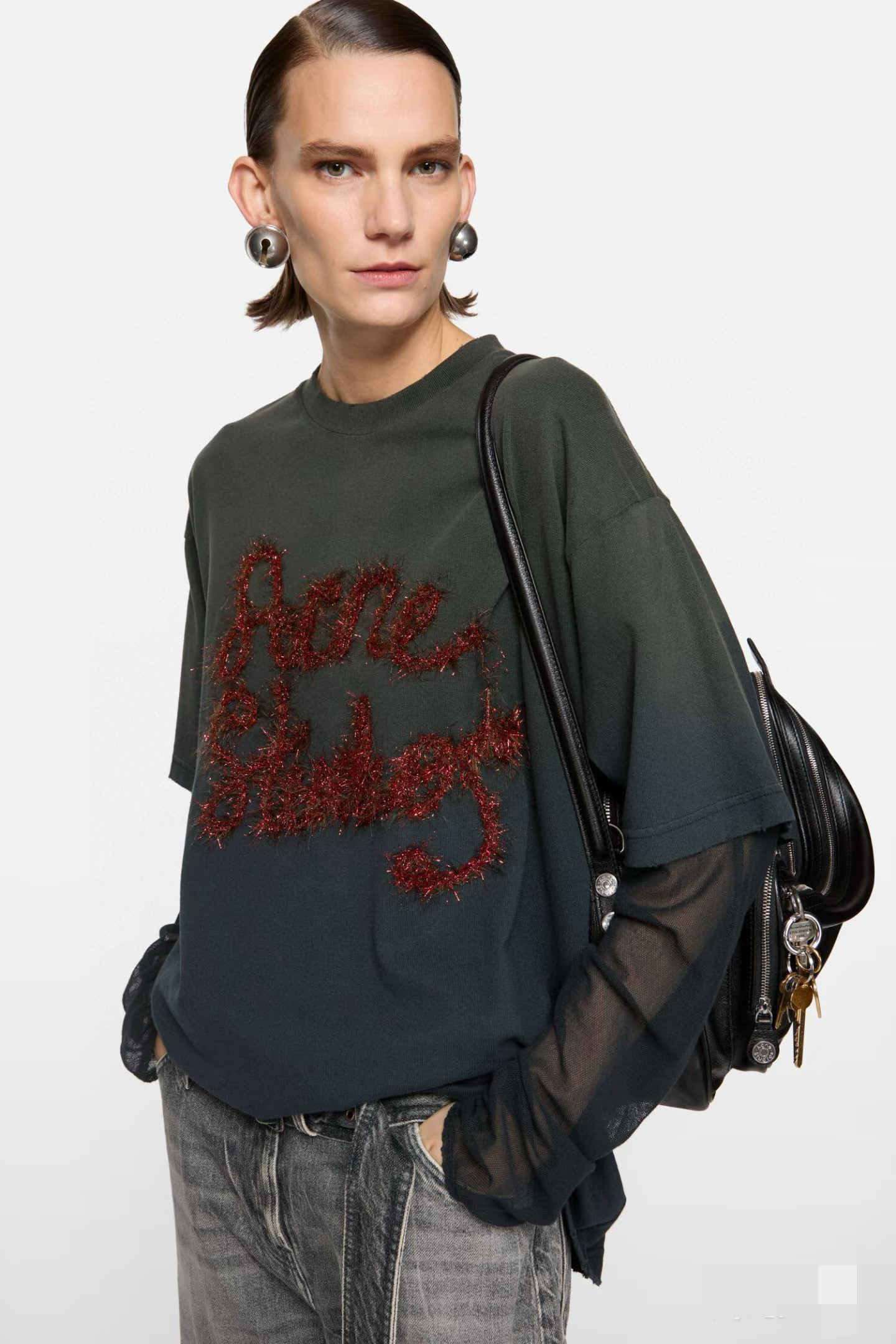 Acne Studios 레드 로고 자수 레이어드 티셔츠 2