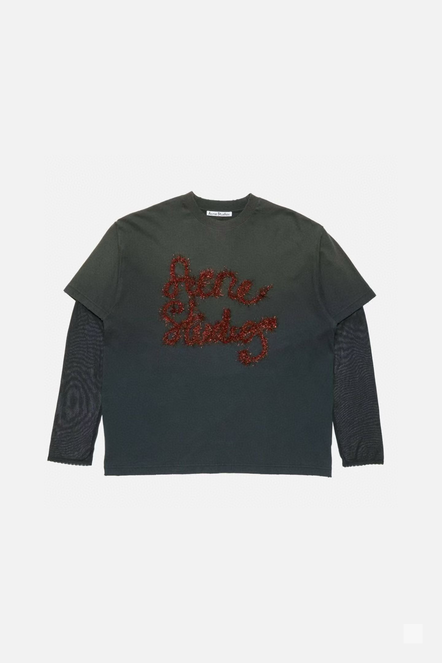 Acne Studios 레드 로고 자수 레이어드 티셔츠 3