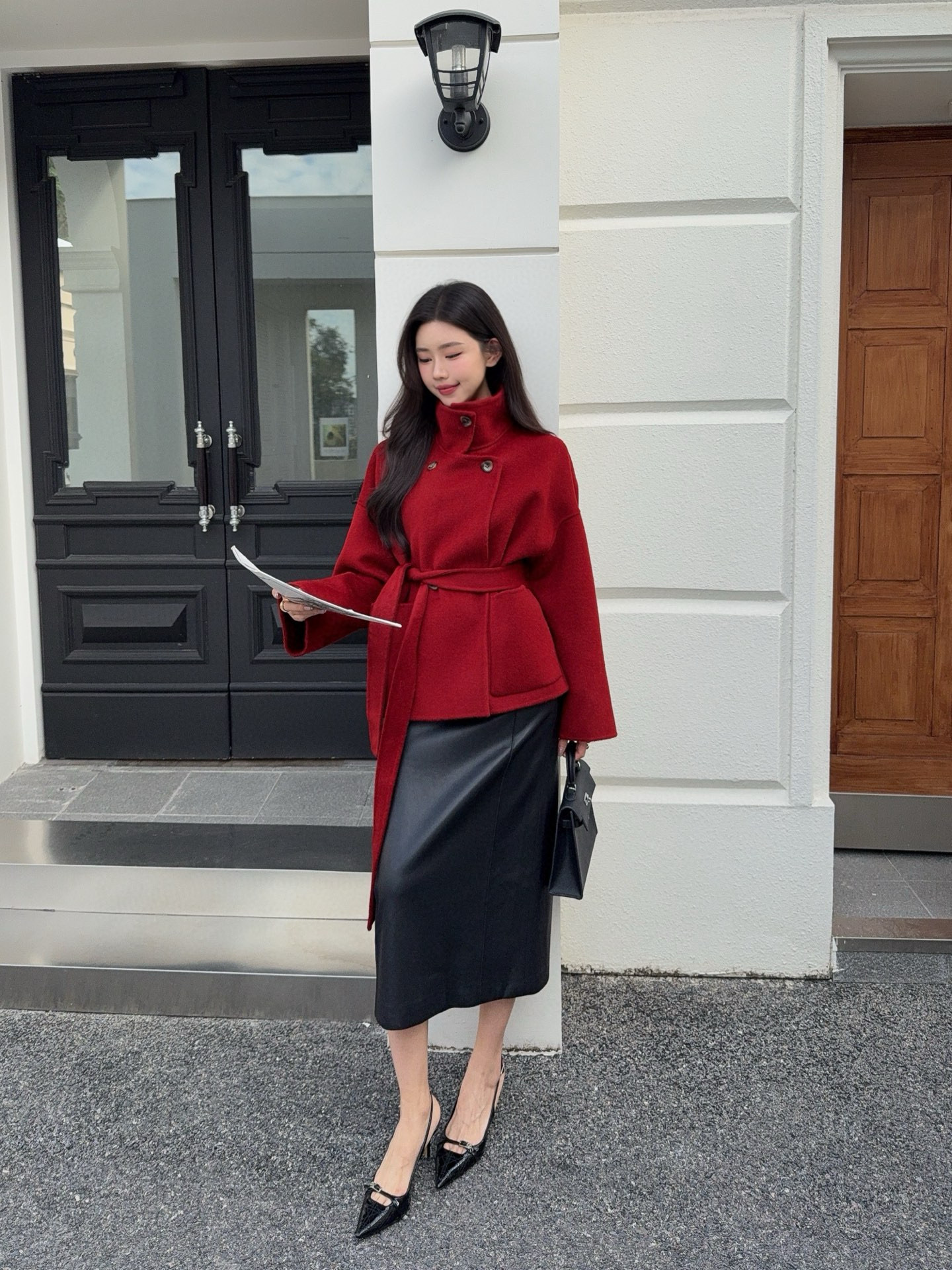 Loro Piana 로로피아나 울 벨티드 하이넥 더블 버튼 숏 코트 1