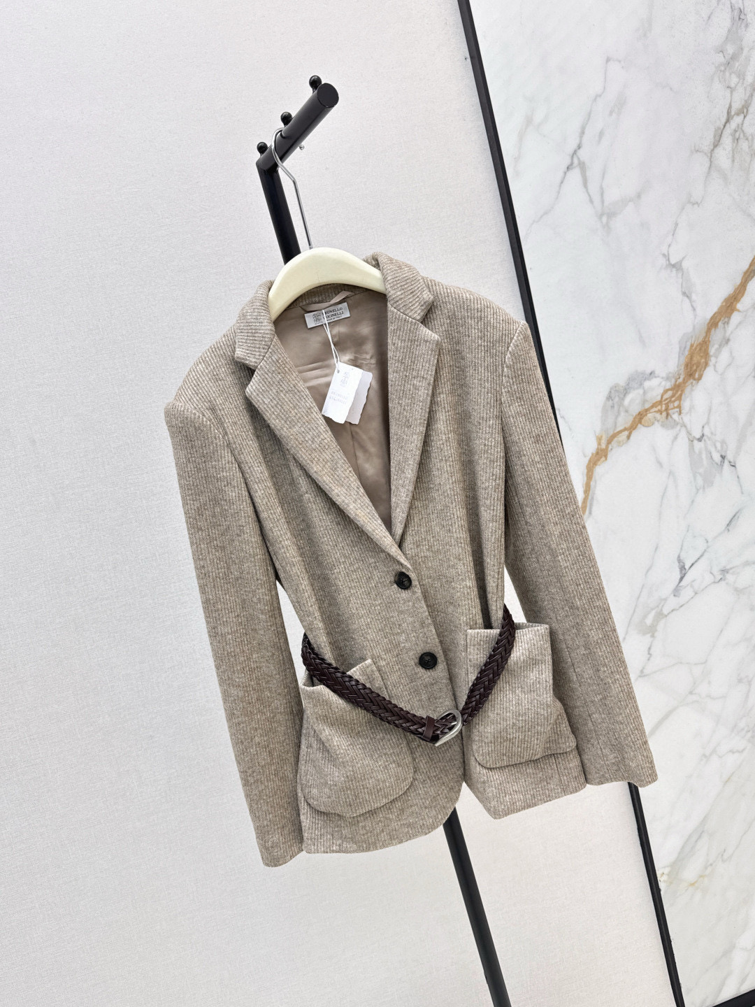Brunello Cucinelli 니트 울 블렌드 허리 벨트 자켓 6