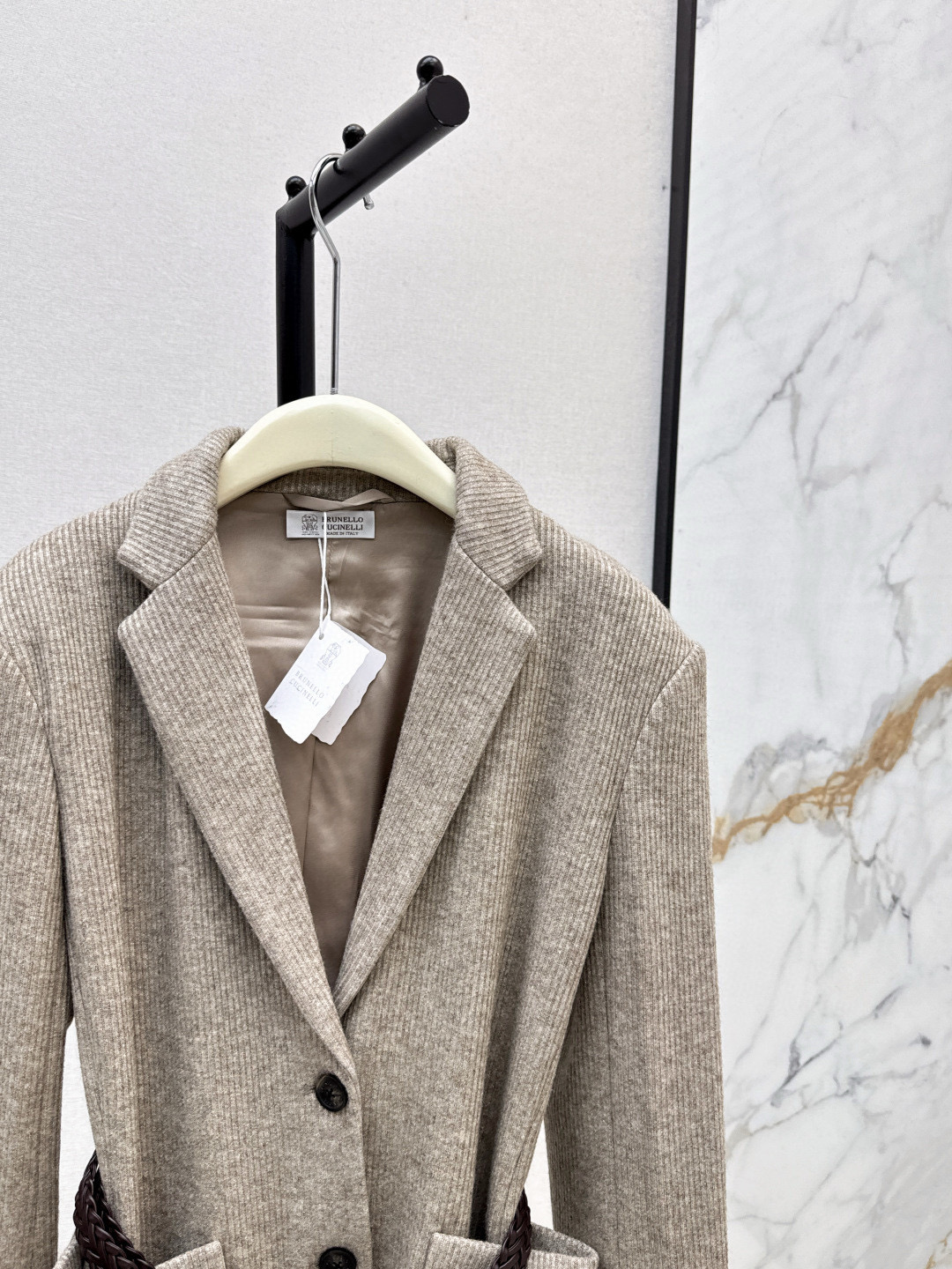 Brunello Cucinelli 니트 울 블렌드 허리 벨트 자켓 8