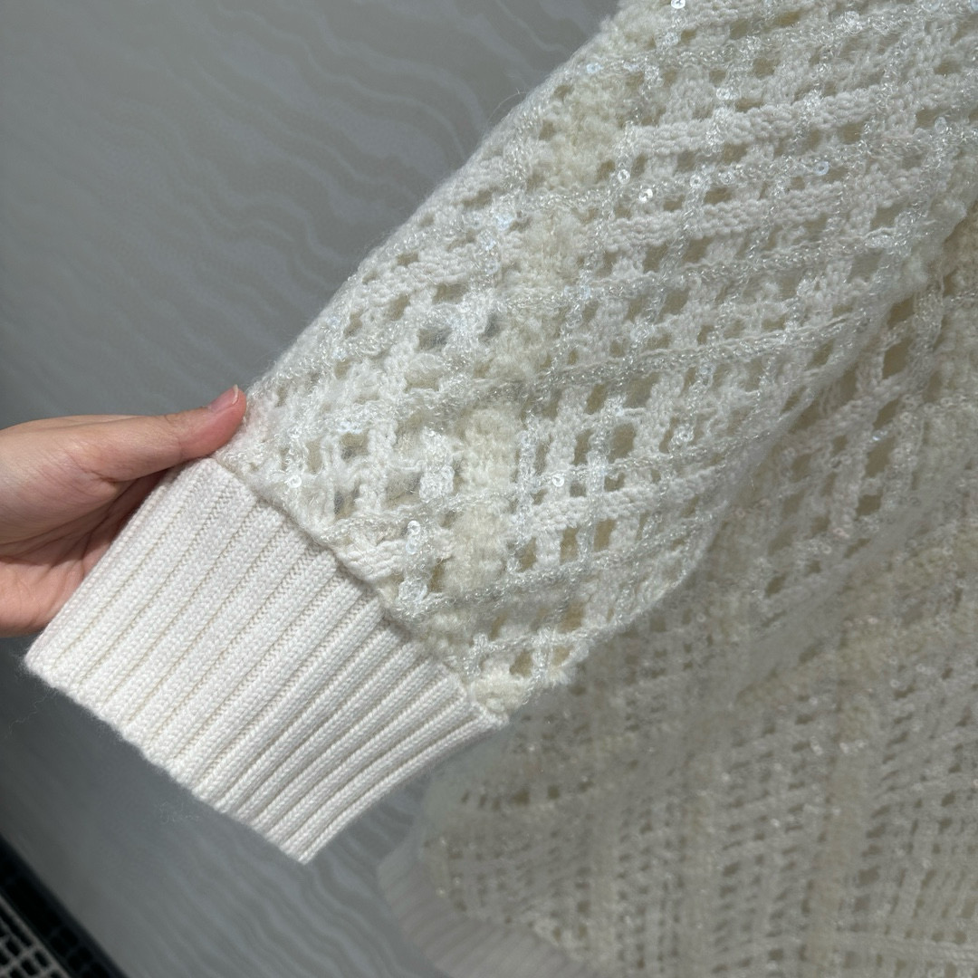 Brunello Cucinelli 브루넬로 쿠치넬리 시퀸 레이스 니트 원피스 17